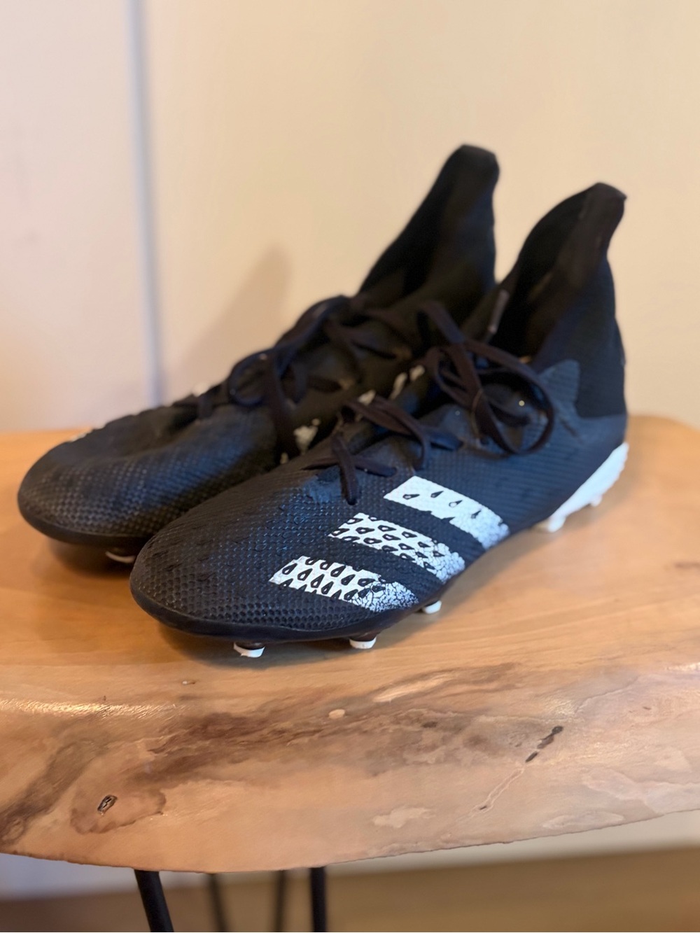 adidas Predator kids Black and White Soccer Cleats